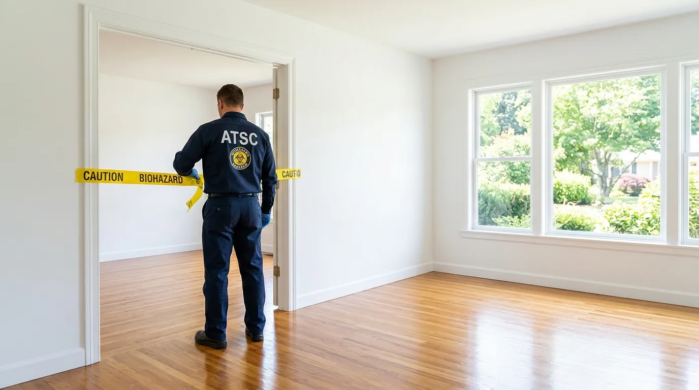 Certified biohazard cleanup crew performing Decomposition Cleanup in Sherman